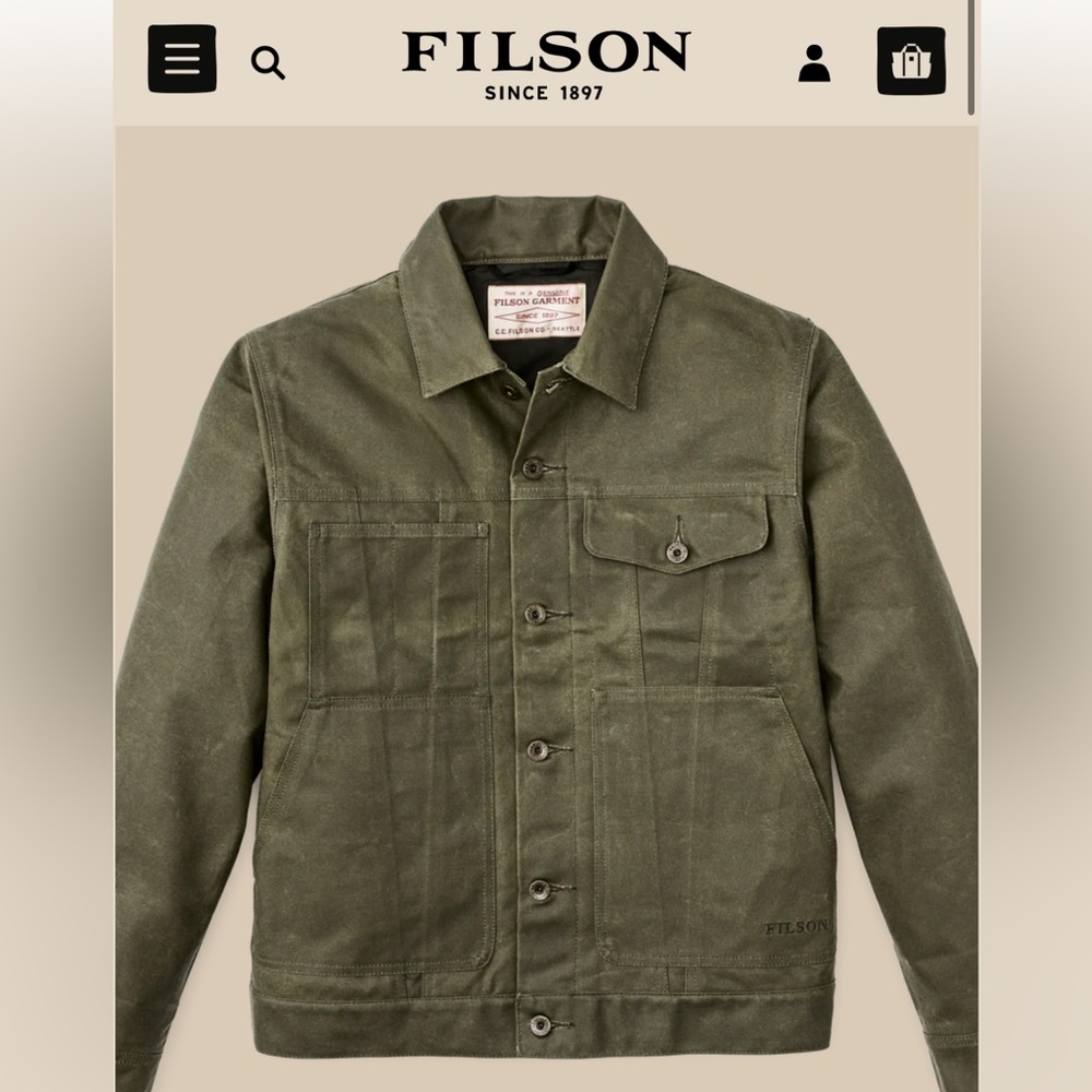 Filson Men's Tin Cloth Short Lined Cruiser Jacket - Spruce